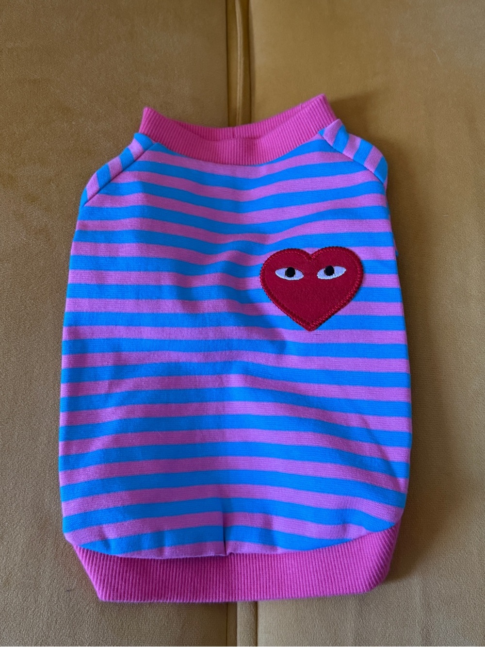 Striped Pink & Blue Heart Patch Pullover